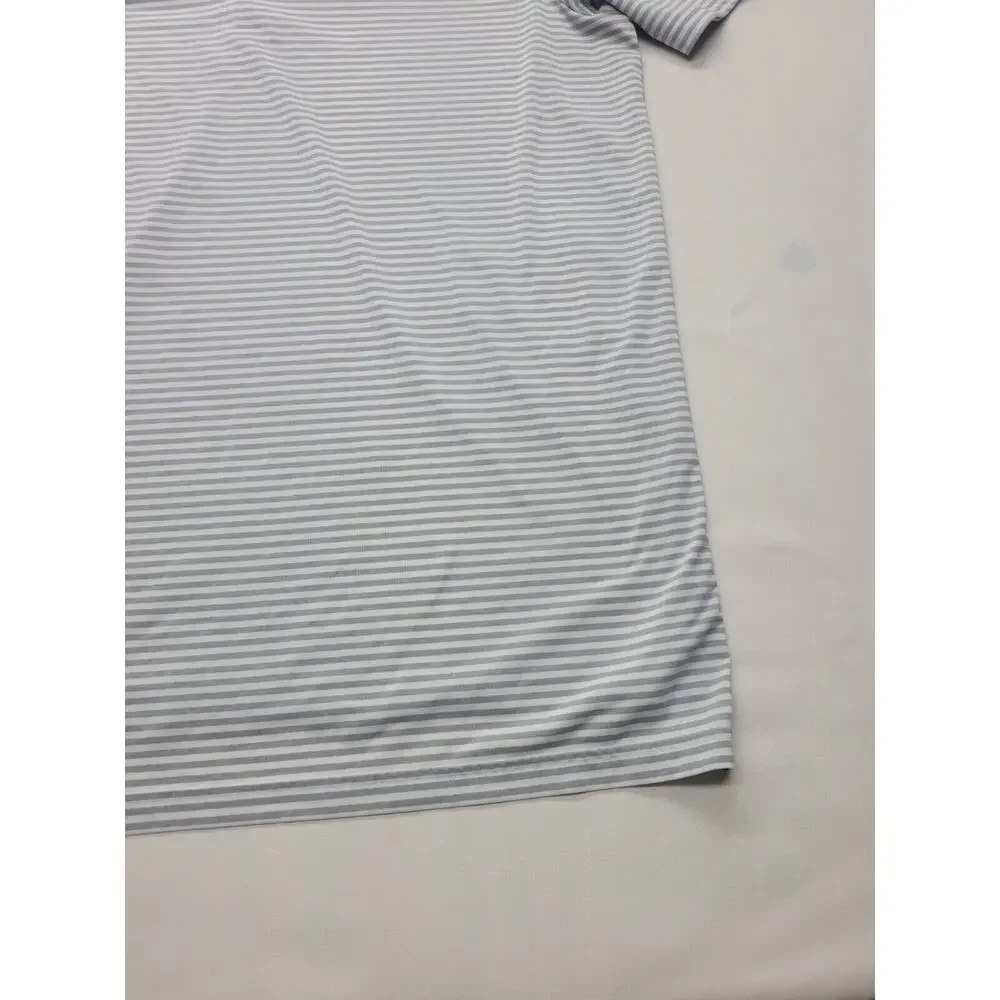 RLX Ralph Lauren Golf Polo Shirt Men’s Size Large SS White Gray Striped Wicking